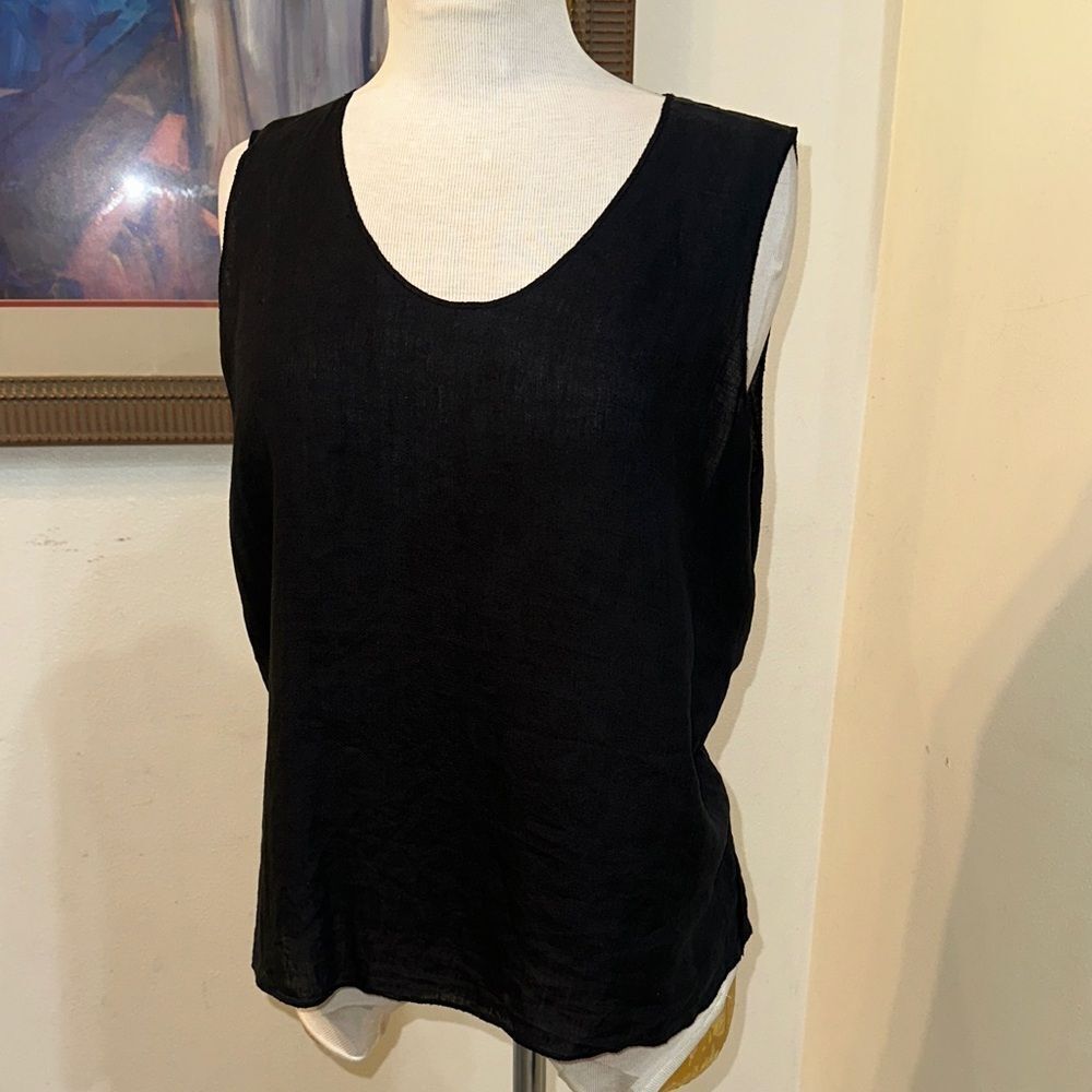 Eileen Fisher Top Elegant Black Sleeveless Size Medium